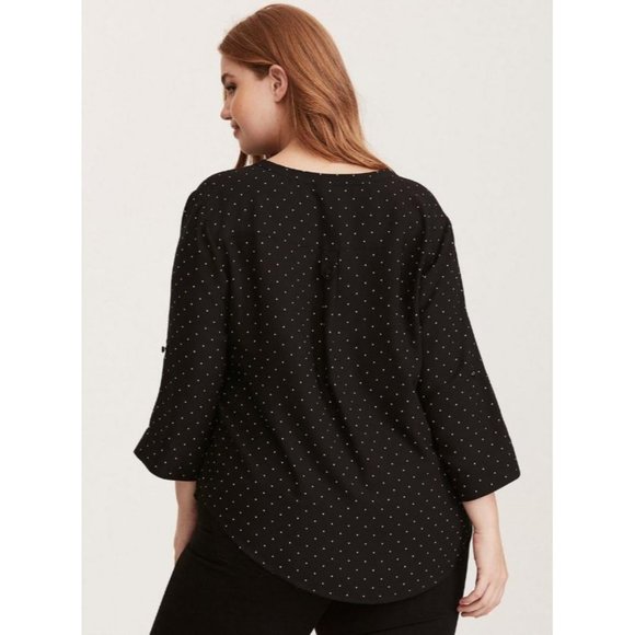 Torrid Womens 2X Black Polka Dots Harper Georgette - Picture 10 of 10